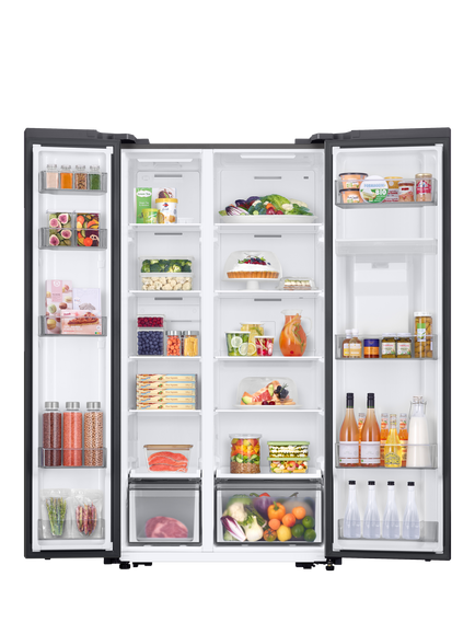 Samsung Series 6 RS57DG410EM9EU Freestanding 65/35 Smart American Fridge Freezer, Silver - view 2, Silver