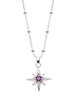Kit Heath Céleste Aurora Birthstone Crystal Necklace, Silver/Amethyst