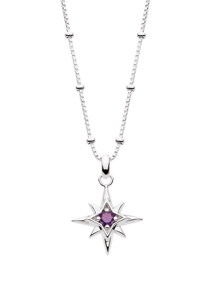 Kit Heath Céleste Aurora Birthstone Crystal Necklace, Silver/Amethyst
