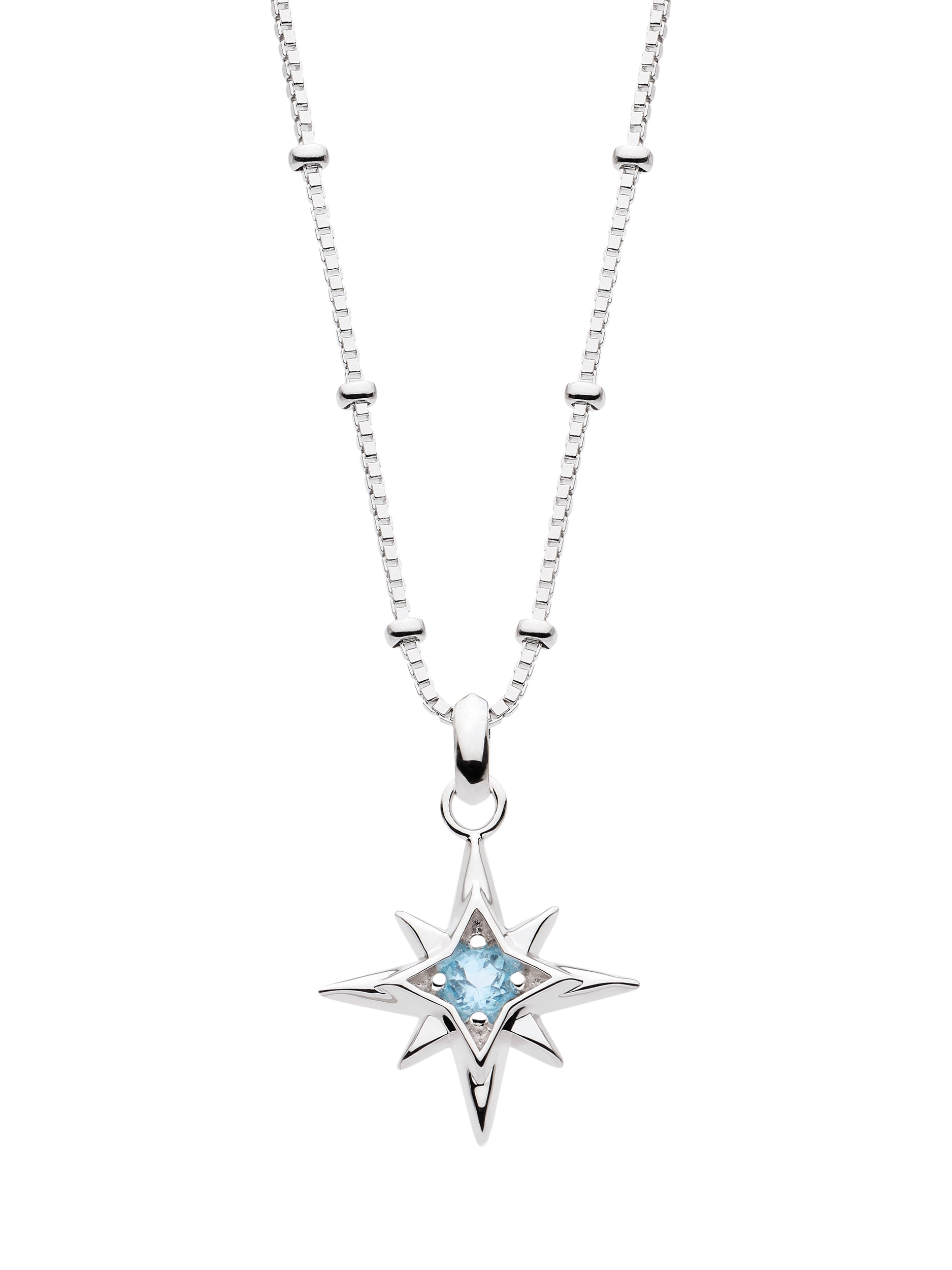 Product image 1 of 5, which shows Kit Heath Céleste Aurora Birthstone Crystal Necklace, Silver/Blue Topaz