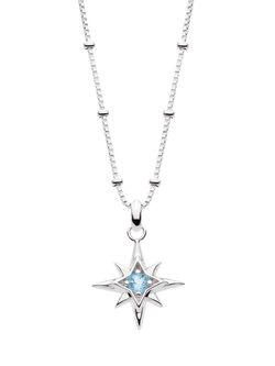 Kit Heath Céleste Aurora Birthstone Crystal Necklace, Silver/Blue Topaz