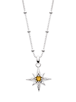 Kit Heath Céleste Aurora Birthstone Crystal Necklace, Silver/Citrine