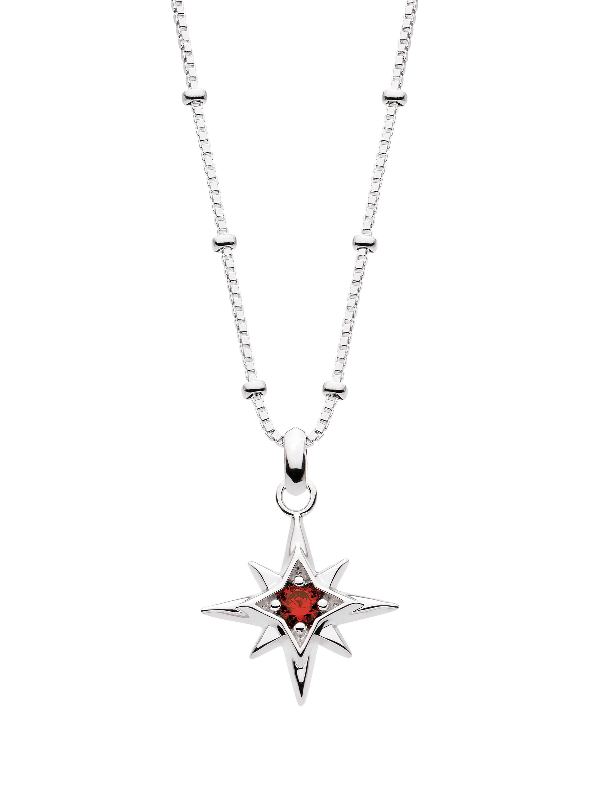 Product image 1 of 5, which shows Kit Heath Céleste Aurora Birthstone Crystal Necklace, Silver/Garnet