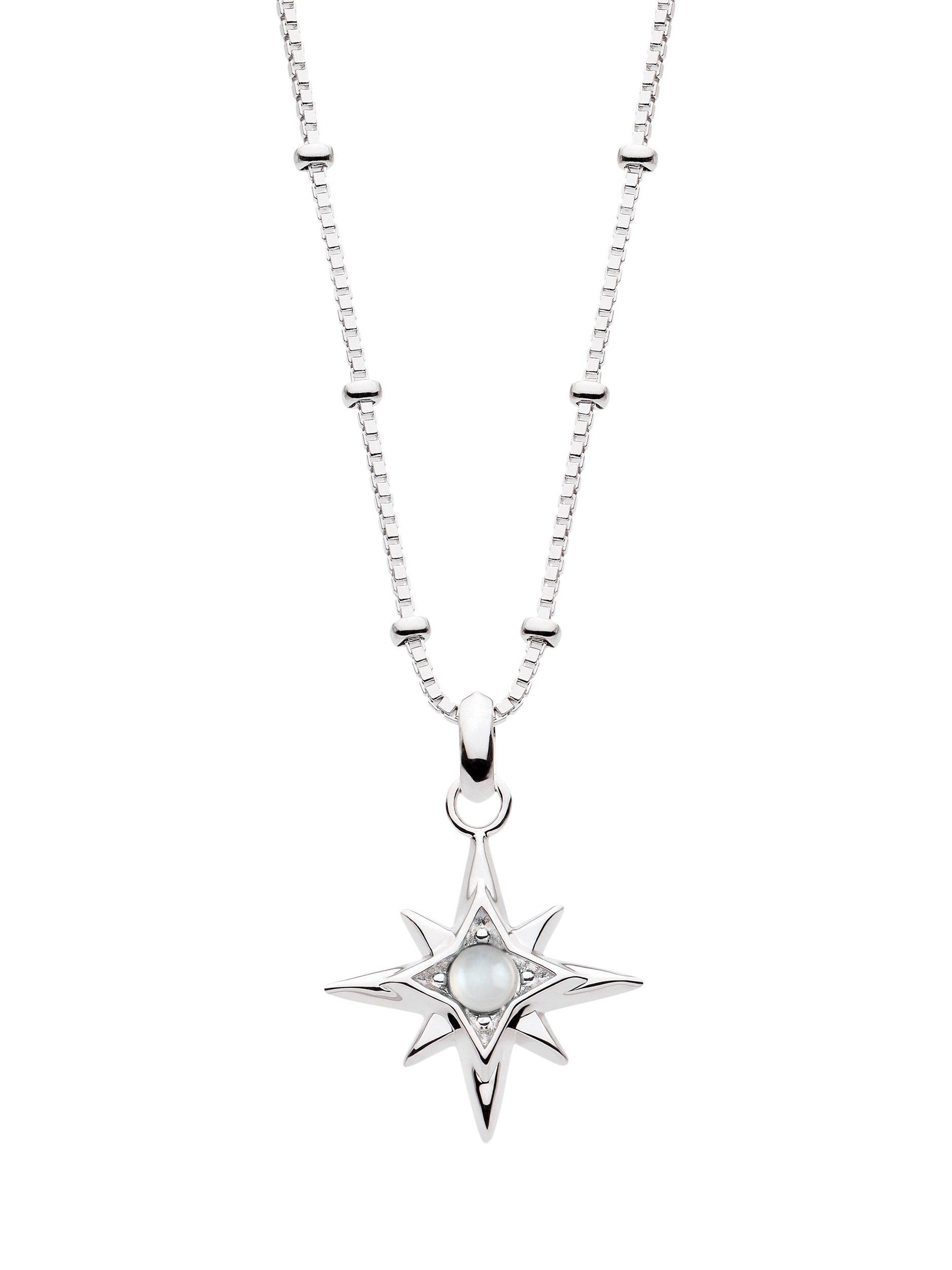 Product image 1 of 5, which shows Kit Heath Céleste Aurora Birthstone Crystal Necklace, Silver/Moonstone