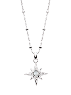 Kit Heath Céleste Aurora Birthstone Crystal Necklace, Silver/Moonstone