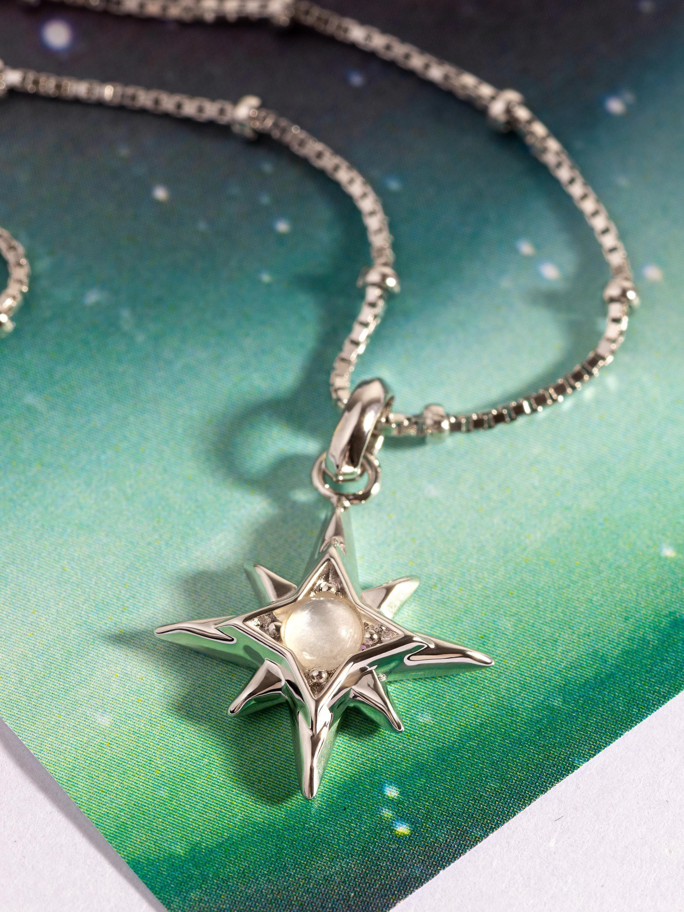 Product image 4 of 5, which shows Kit Heath Céleste Aurora Birthstone Crystal Necklace, Silver/Moonstone