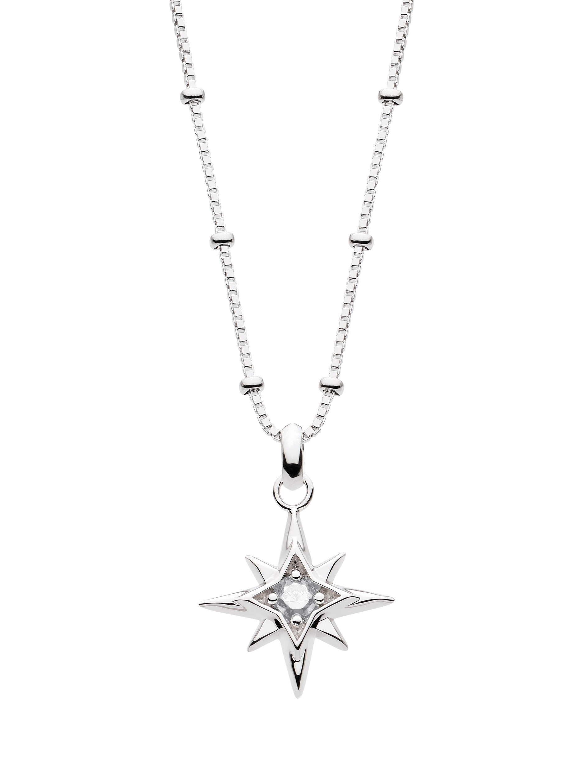Product image 1 of 5, which shows Kit Heath Céleste Aurora Birthstone Crystal Necklace, Silver/Rock Crystal