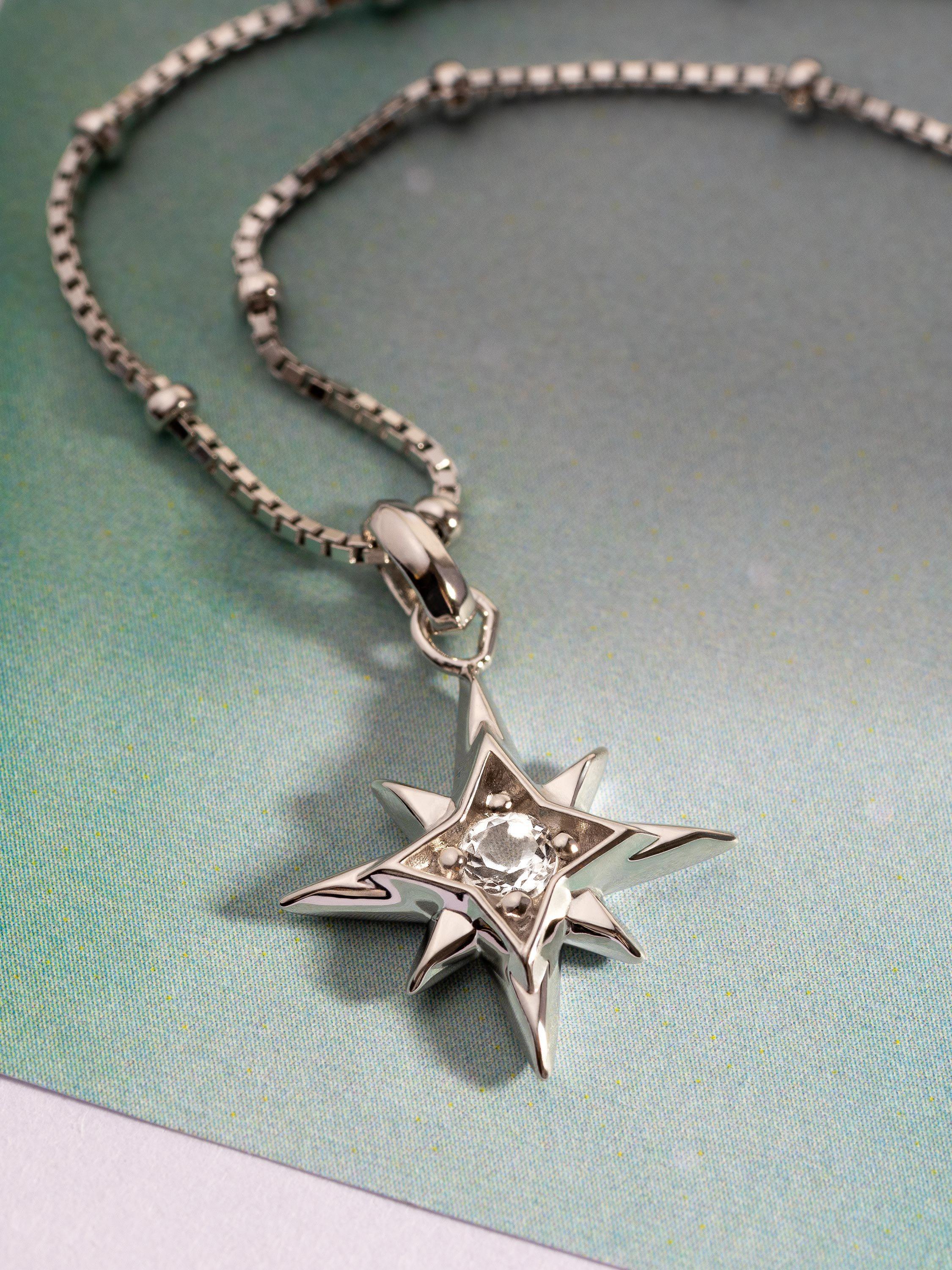 Product image 4 of 5, which shows Kit Heath Céleste Aurora Birthstone Crystal Necklace, Silver/Rock Crystal