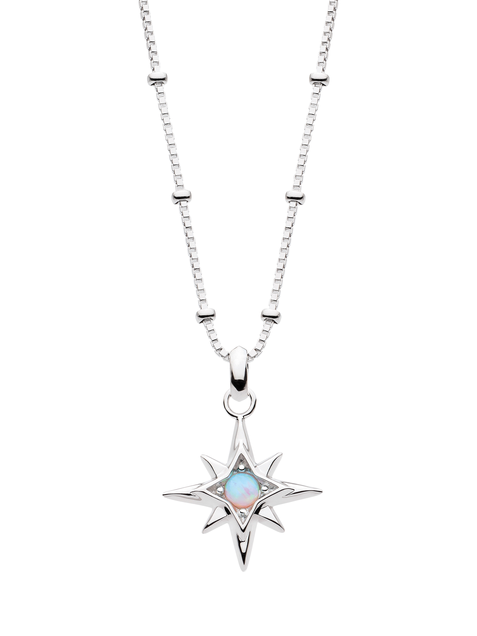 Product image 1 of 5, which shows Kit Heath Céleste Aurora Birthstone Crystal Necklace, Silver/Opal