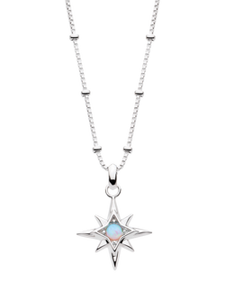 Kit Heath Céleste Aurora Birthstone Crystal Necklace, Silver/Opal