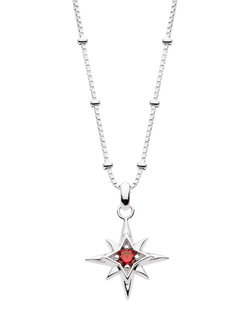 Kit Heath Céleste Aurora Birthstone Crystal Necklace, Silver/Ruby