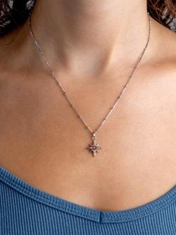 Kit Heath Céleste Aurora Birthstone Crystal Necklace - view 2, Silver/Ruby