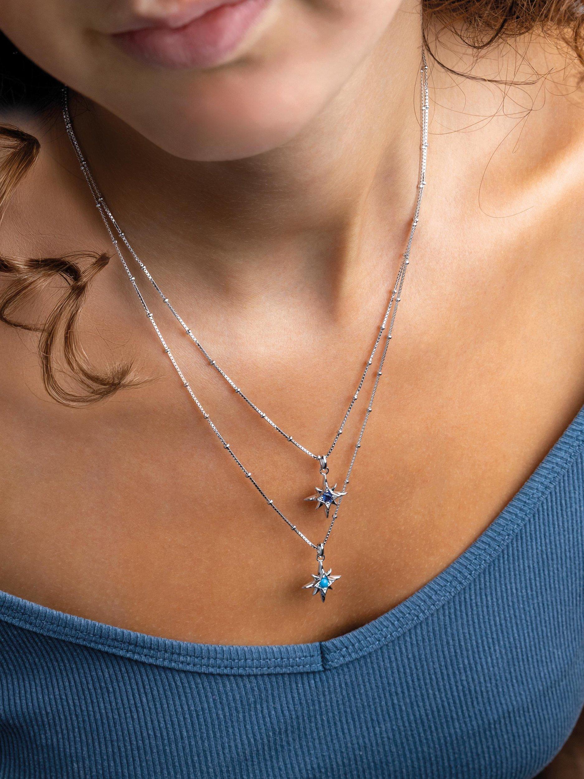 Product image 3 of 5, which shows Kit Heath Céleste Aurora Birthstone Crystal Necklace, Silver/Ruby