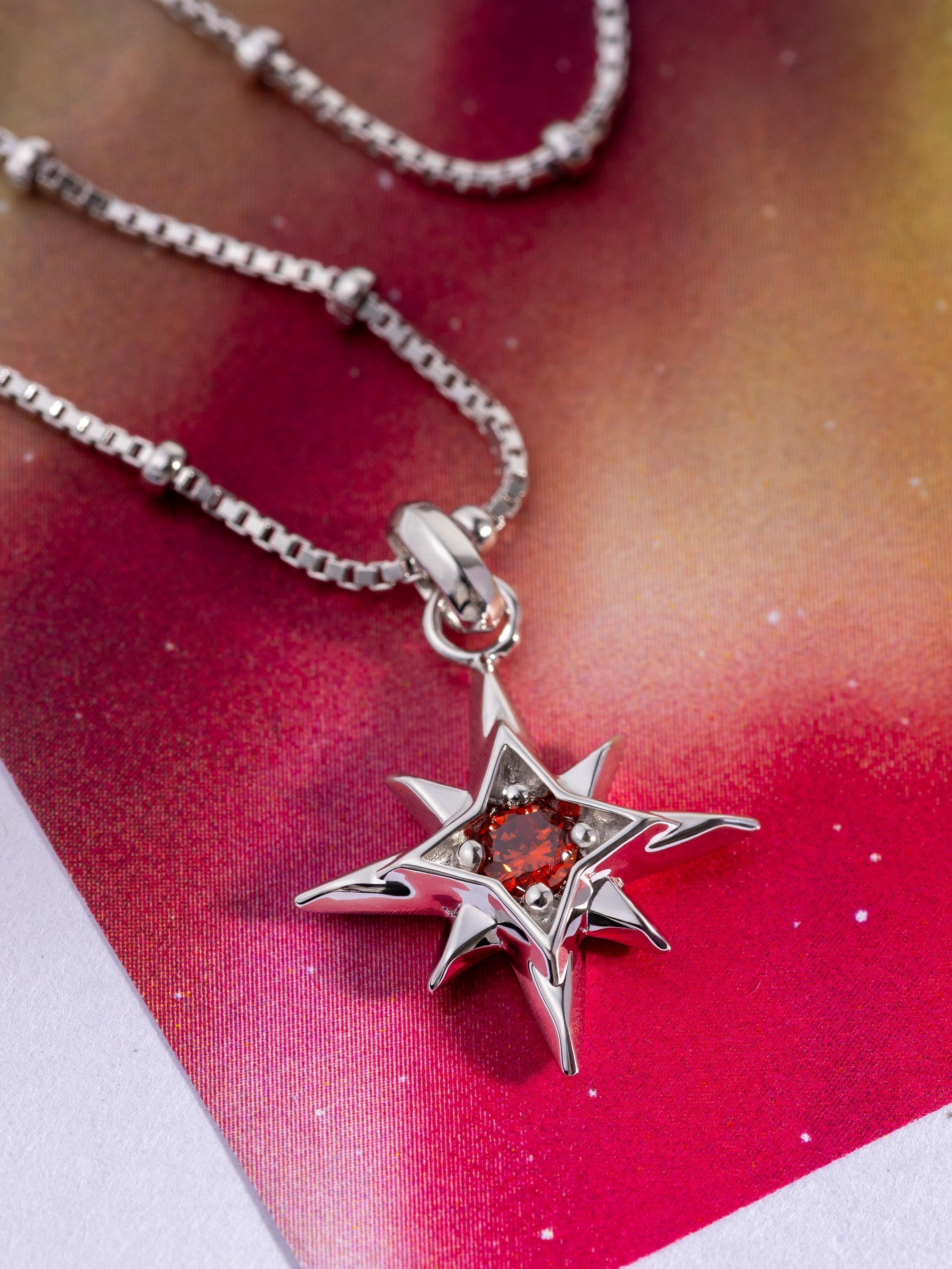 Product image 4 of 5, which shows Kit Heath Céleste Aurora Birthstone Crystal Necklace, Silver/Ruby