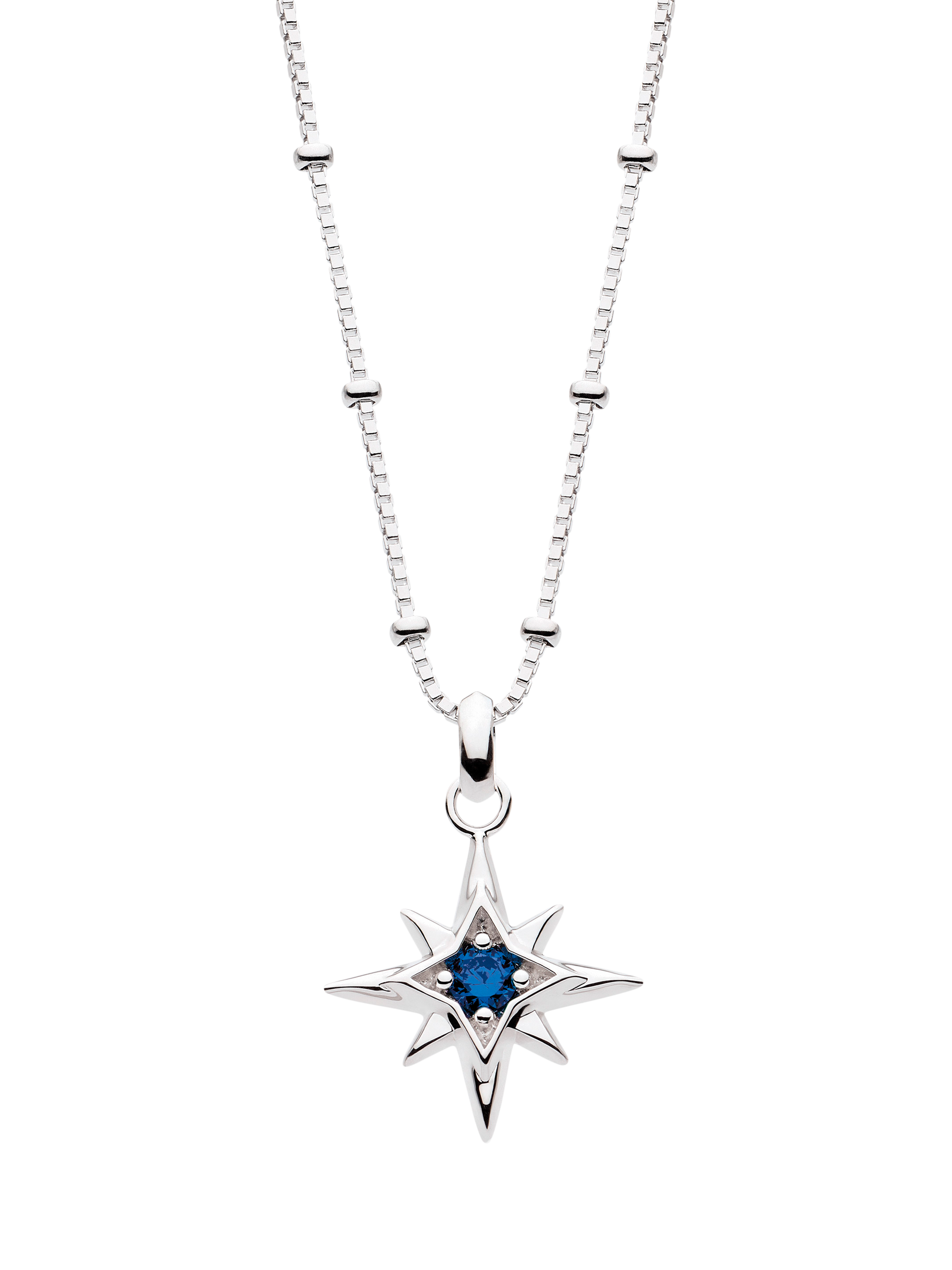 Product image 1 of 5, which shows Kit Heath Céleste Aurora Birthstone Crystal Necklace, Silver/Sapphire