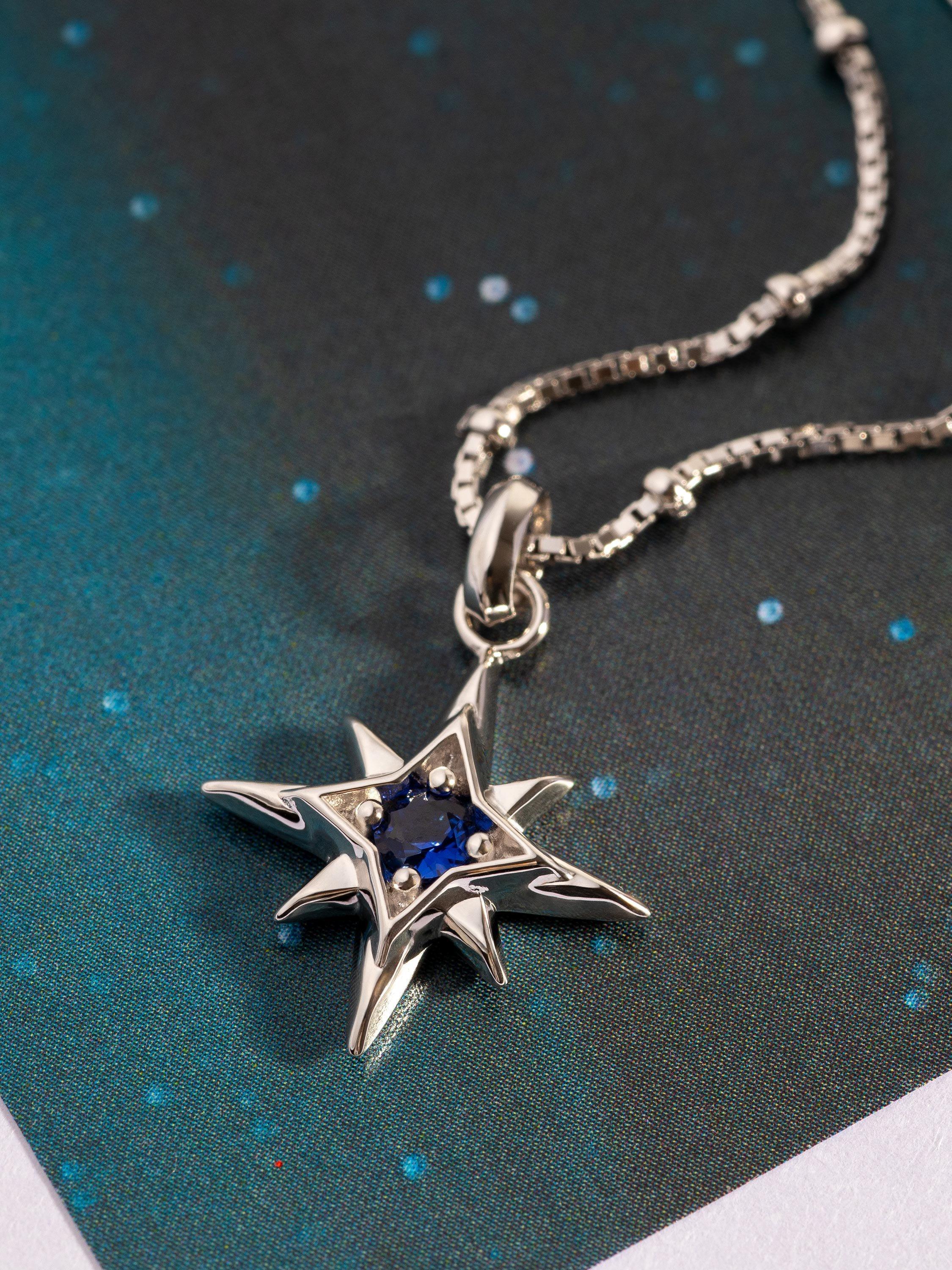 Product image 4 of 5, which shows Kit Heath Céleste Aurora Birthstone Crystal Necklace, Silver/Sapphire