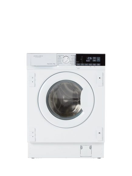 John Lewis OUTLET JLBIWD7744 Integrated Washer Dryer, 7kg/4kg Load, 1600rpm Spin, Like New, White, White