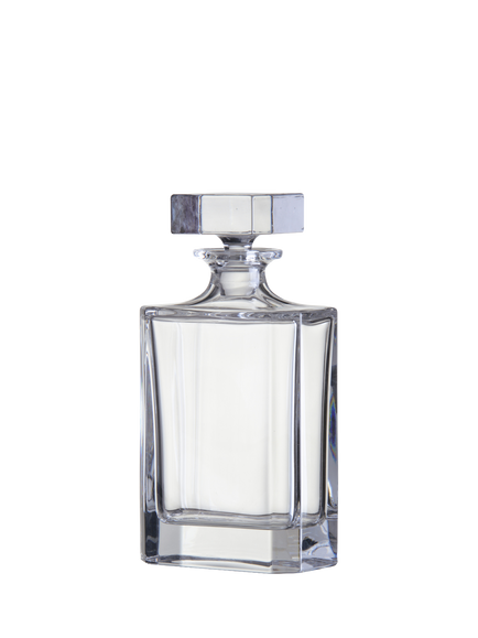 Crystalite Bohemia Plain Rectangular Crystal Glass Spirits Decanter, 700ml, Clear, Clear