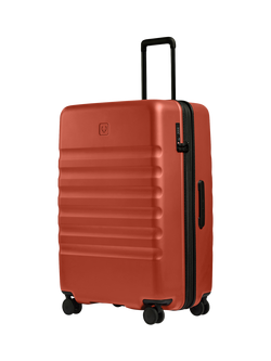 Antler Icon Stripe 78cm 4-Wheel Large Cabin Suitcase, 90L, Buckthorn Red, Buckthorn Red
