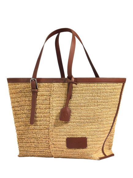 Antler Raffia Tote Bag, Natural, Natural