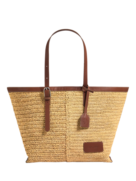 Antler Raffia Tote Bag, Natural - view 2, Natural