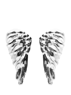 UNOde50 Be Invincible Textured Wing Earrings, Silver