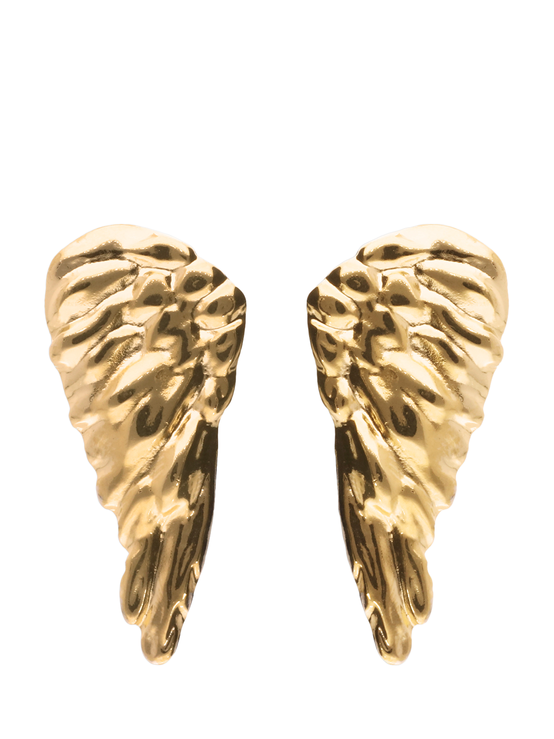 Product image 1 of 3, which shows UNOde50 Be Invincible Textured Wing Earrings, Gold