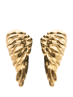 UNOde50 Be Invincible Textured Wing Earrings, Gold