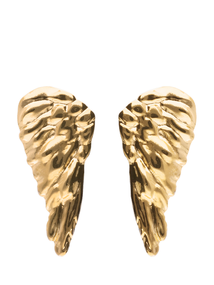 UNOde50 Be Invincible Textured Wing Earrings, Gold