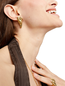 UNOde50 Be Invincible Textured Wing Earrings - view 2, Gold