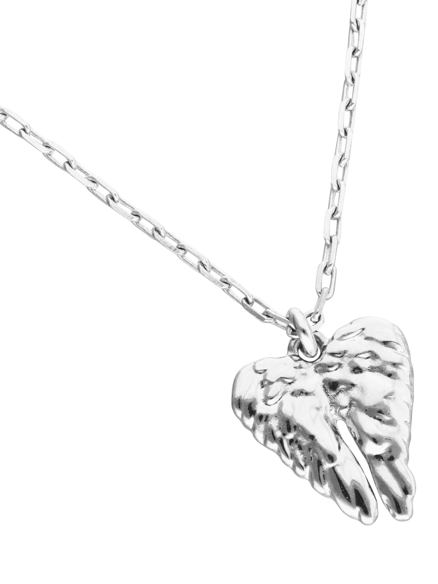 Product image 2 of 3, which shows UNOde50 Short Chain Wing Pendant Necklace, Silver