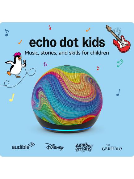 Amazon Echo Dot Kids Smart Speaker with Alexa+ Early Access Voice Recognition & Parental Controls, 5th Generation - view 2, Rainbow Swirl
