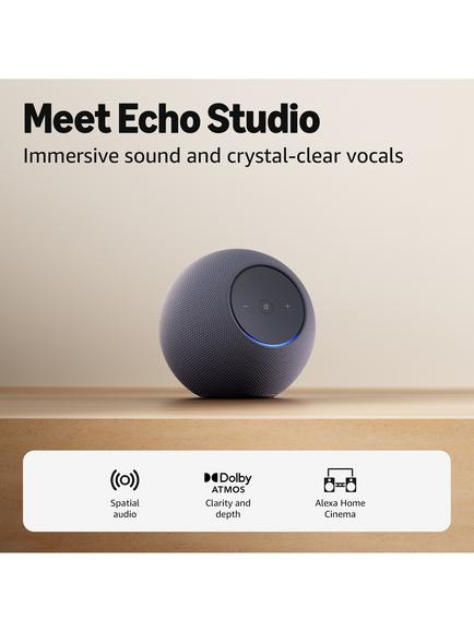 Amazon Echo Studio (2025) Smart Speaker with Alexa+ Early Access Voice Recognition & Control, Spatial Audio, Dolby Atmos & Built-in Smart Home Hub - view 2, Graphite