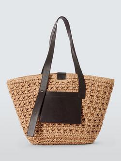 John Lewis Raffia Tote Bag, Brown, Brown