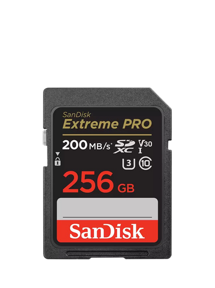 SanDisk Extreme Pro UHS-1, Class 10, SDXC Card, up to 200MB/s Read Speed, 256GB, Black