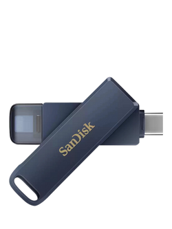 SanDisk Phone Drive for iPhone, USB-C & Lightning, 128GB, Metallic Sky, Metallic Sky
