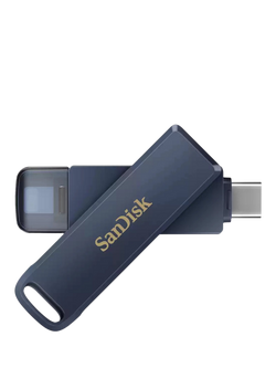 SanDisk Phone Drive for iPhone, USB-C & Lightning, 64GB, Metallic Sky, Metallic Sky