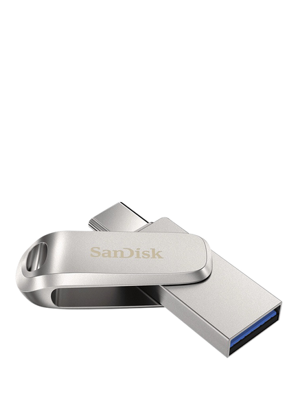 SanDisk Ultra Dual Drive Luxe USB-C & USB-A Flash Drive, 128GB, Silver - view 2, Silver