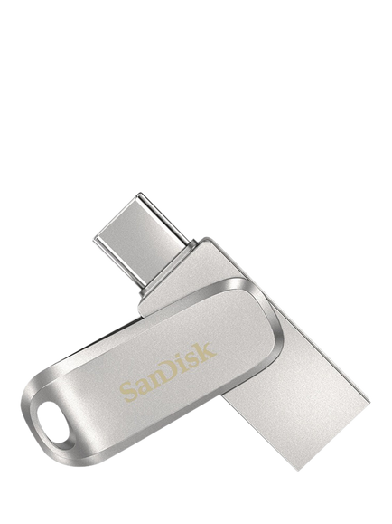 SanDisk Ultra Dual Drive Luxe USB-C & USB-A Flash Drive, 256GB, Silver, Silver