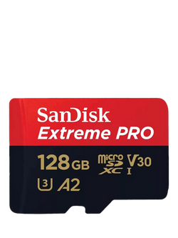 SanDisk Extreme Pro UHS-1, Class 10, MicroSDXC Card, up to 200MB/s Read Speed, 128GB, Black