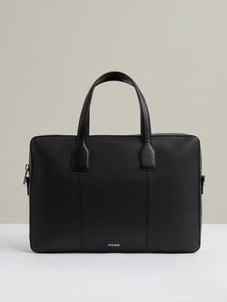 Reiss Carlos Leather Briefcase, Black, Black