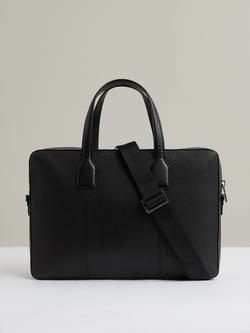 Reiss Carlos Leather Briefcase, Black - view 2, Black
