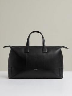 Reiss Casey Leather Holdall Bag, Black