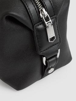 Reiss Cillian Leather Wash Bag, Black - view 2, Black
