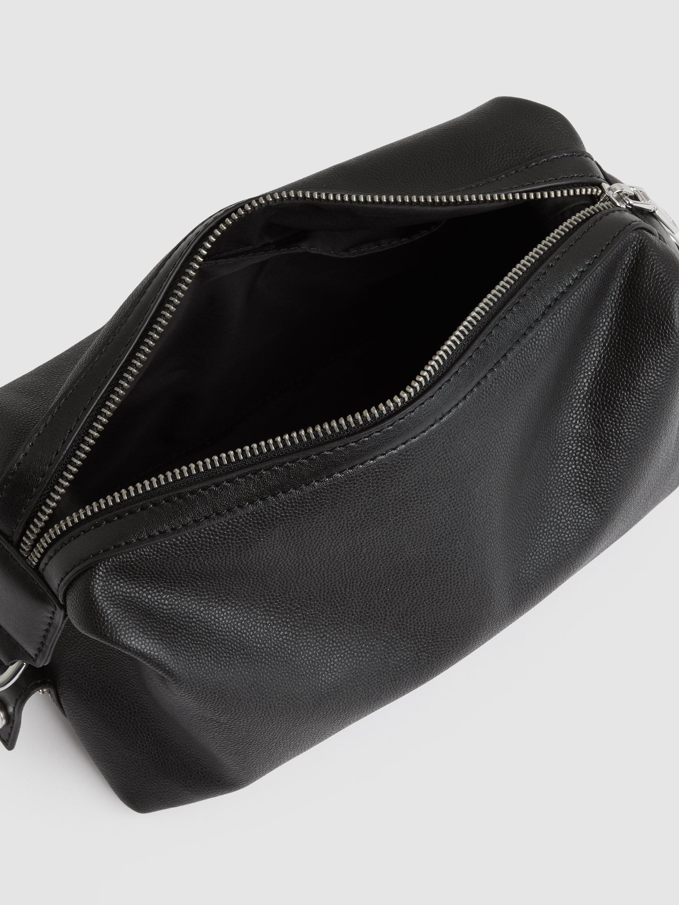 Product image 3 of 3, which shows Reiss Cillian Leather Wash Bag, Black