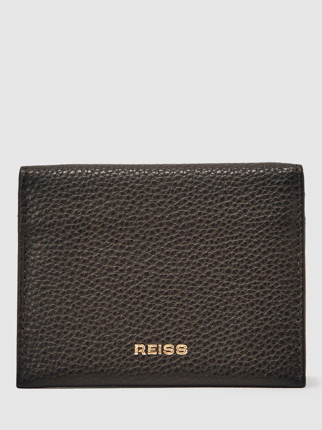 Product image 1 of 3, which shows Reiss Hilton Leather Bi-Fold Card Holder, Dark Brown