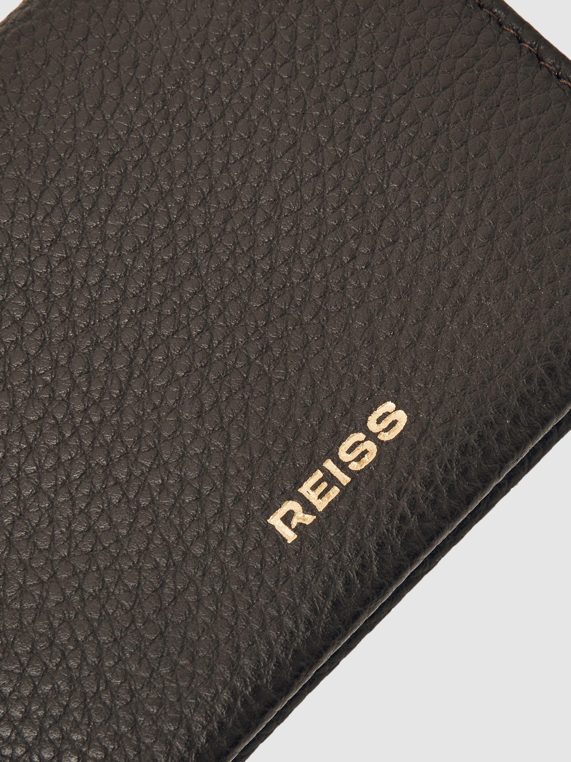 Product image 3 of 3, which shows Reiss Hilton Leather Bi-Fold Card Holder, Dark Brown