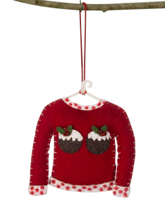 Truly Felt Christmas Pudding Jumper Tree Decoration