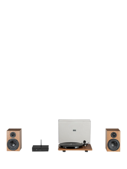 Pro-Ject Stereo Set E1 Turntable Set with Speaker Box 5E Speakers & Stereo Box E, Walnut, Walnut