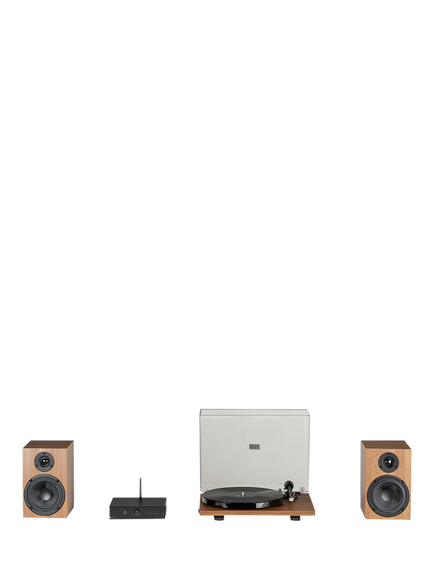 Pro-Ject Stereo Set E1 Turntable Set with Speaker Box 5E Speakers & Stereo Box E, Walnut, Walnut